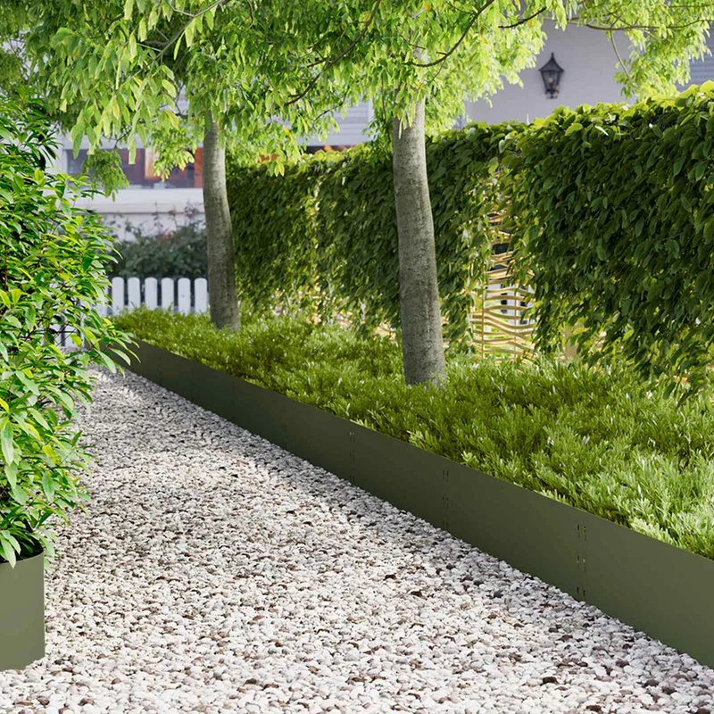 Bordure de Pelouse 30 pc 100 x 30 cm Acier Vert olive