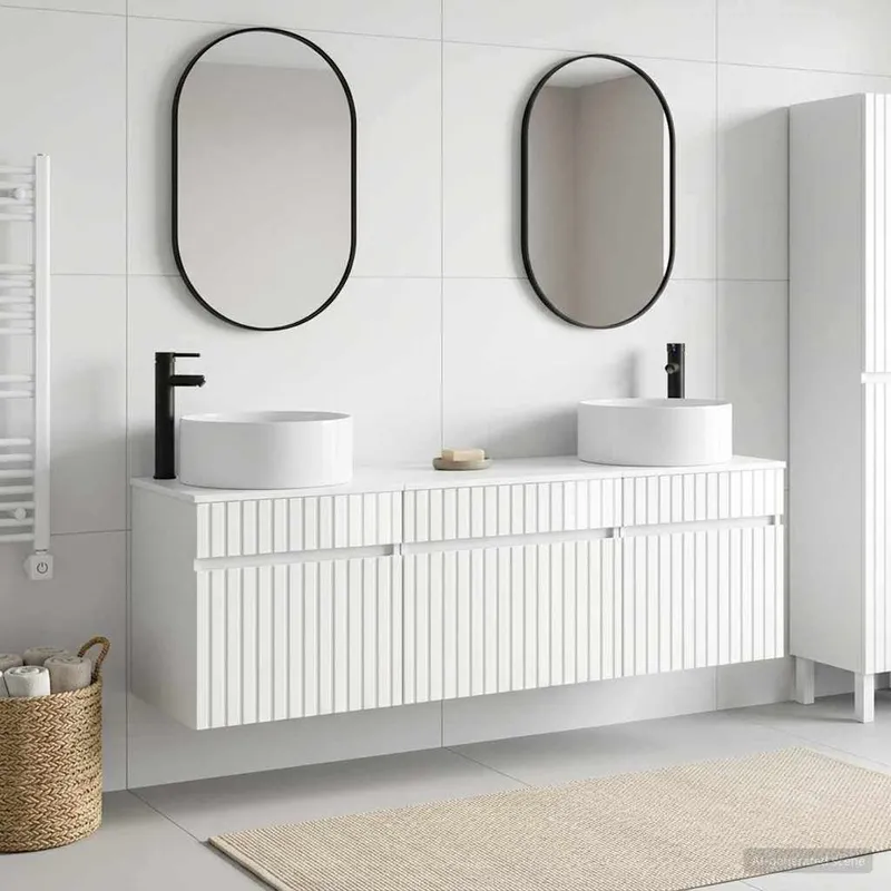 Ensemble d'armoire de salle de bain 3 pc Blanc brillant