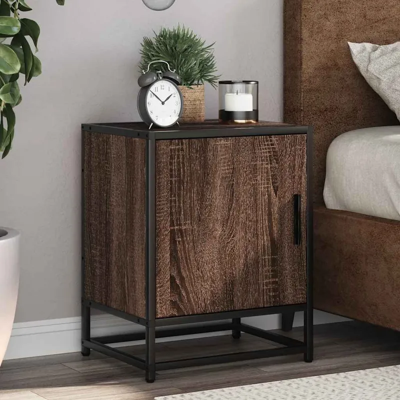 Nachttisch marrone Eichen-Optik 40x31x50 cm derivato del legno Metall