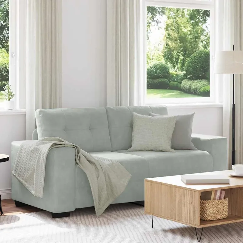 Zweisitzer-Sofa Hellgrau 180x77x82 cm Samt