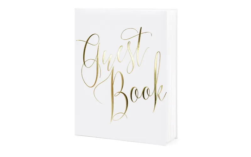 Partydeco Gästebuch Guest Book 20 x 24.5 cm, Weiss/Gold