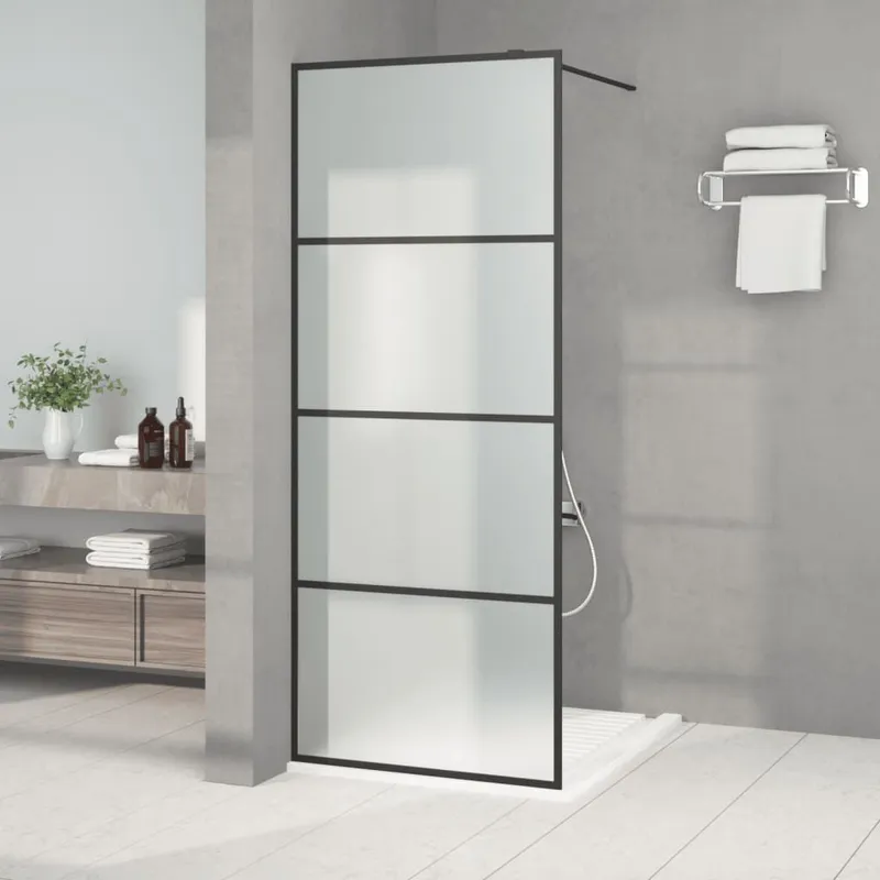 Duschwand for Walk-In Dusche black 80x195 cm ESG Mattiert