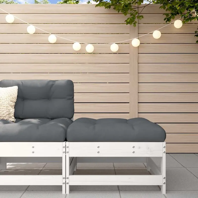 Gartenhocker mit Kissen bianco legno massiccio pino