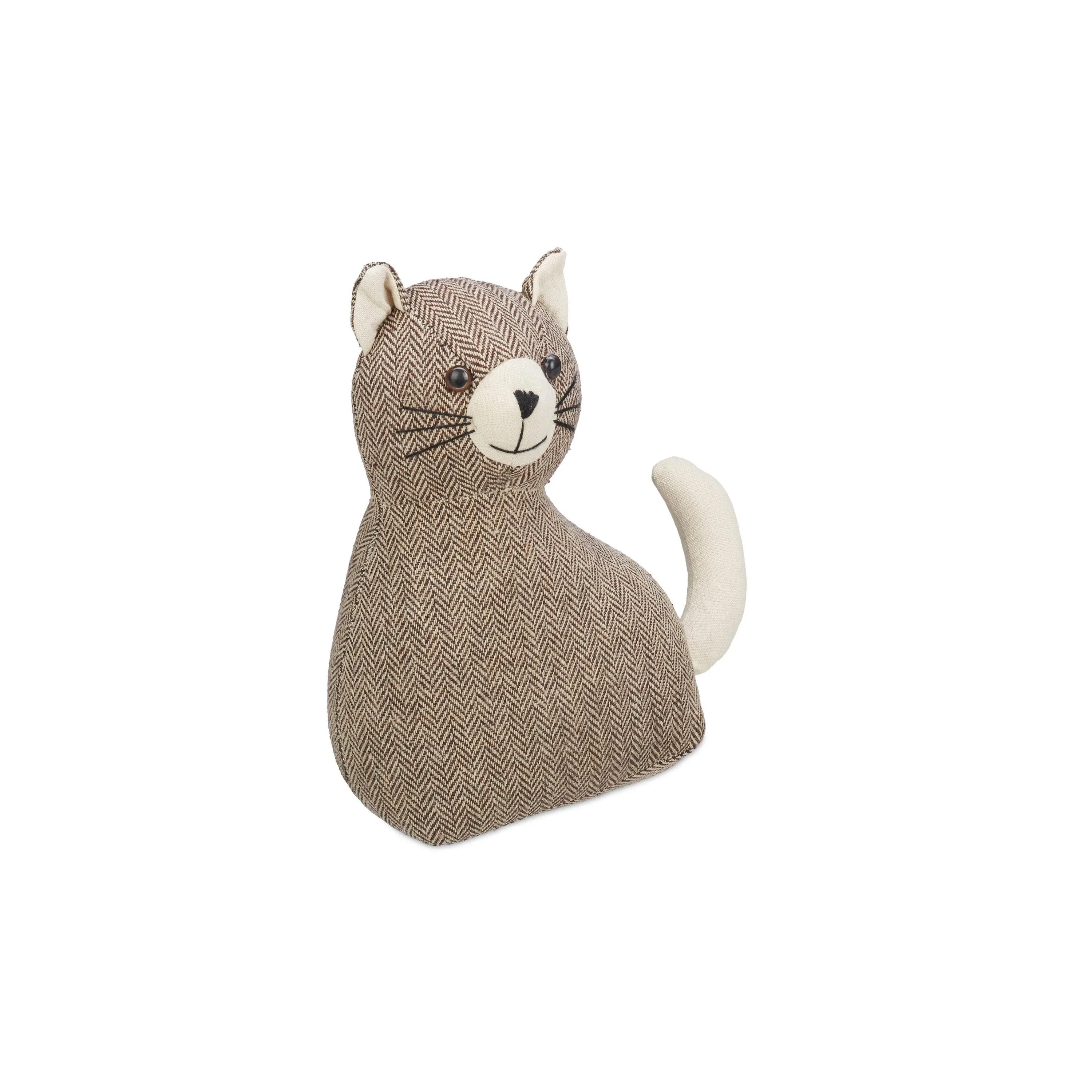 relaxdays Türstopper Katze Stoff Polyester Sand Braun Beige