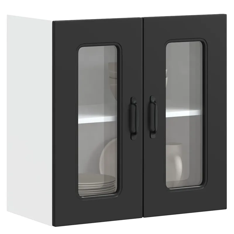 Küchen-Hängeschrank mit Glastür Kalmar nero derivato del legno