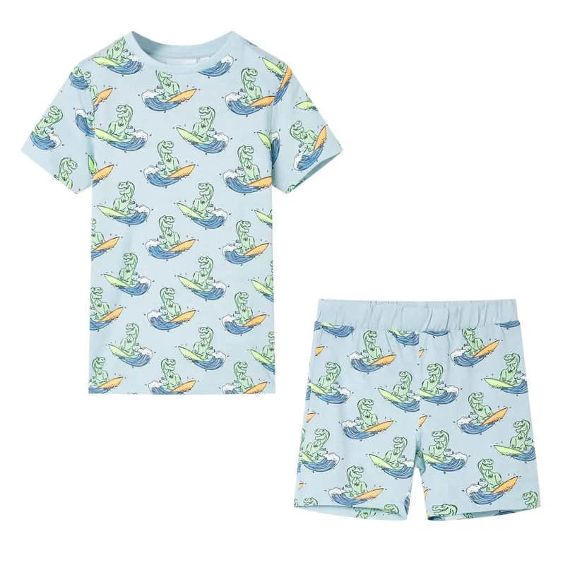 Pyjamas à manches courtes pour enfants bleu clair 116