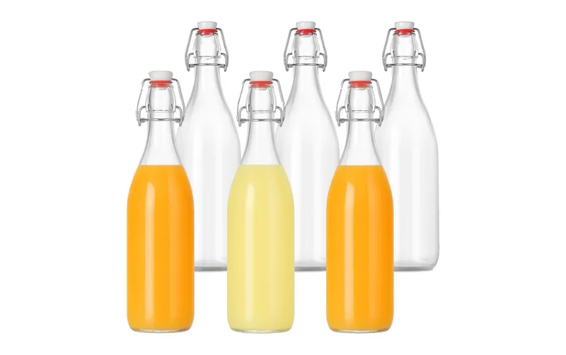 relaxdays Einmachflasche mit Bügelverschluss 1000 ml, 6 Stück