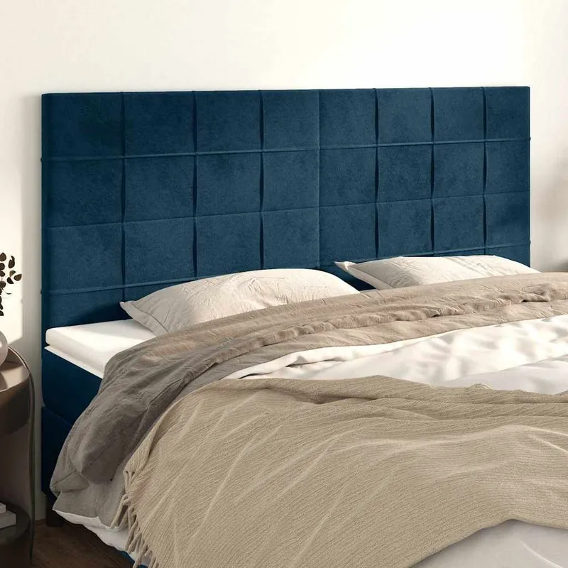 Kopfteil Dunkelblau 160 x 5 x 118/128 cm Samt