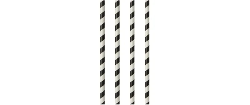 Papstar Strohhalm Stripes 20 cm D 6 mm 100 pièces, noir/blanc