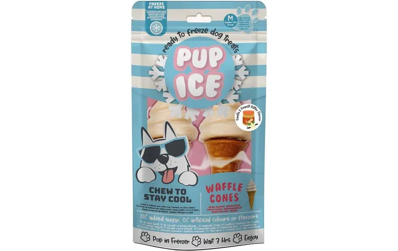 PUP ICE Leckerli Waffle Cones Vanille-Peanut Butter, 2 pezzi, 110g