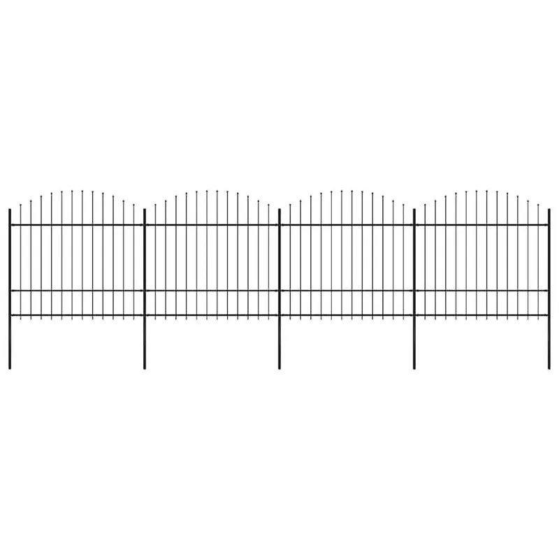Gartenzaun mit Speerspitze Stahl 671 x 175 cm Schwarz