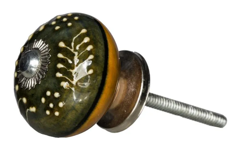 Tranquillo Möbelgriff handgemacht, Ø 4 cm, Dunkelgrün/Silber