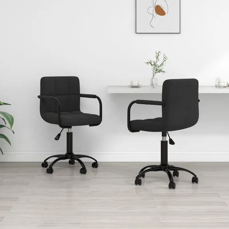 Esszimmerstühle 2 Stk. Drehbar nero Samt