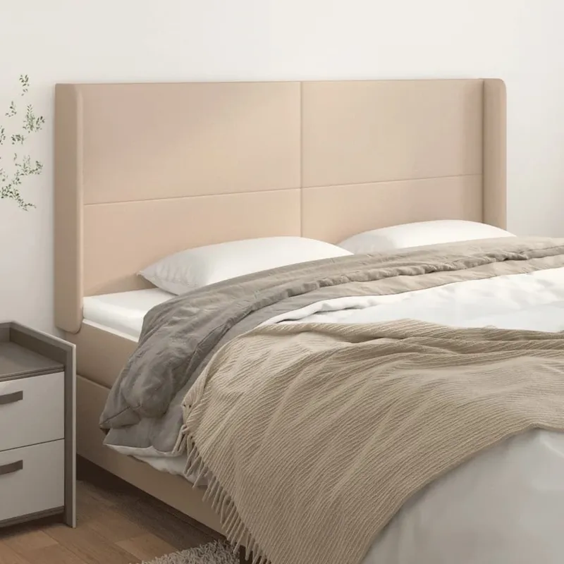 Kopfteil mit Ohren Cappuccino-marrone 203x16x118/128cm Kunstleder