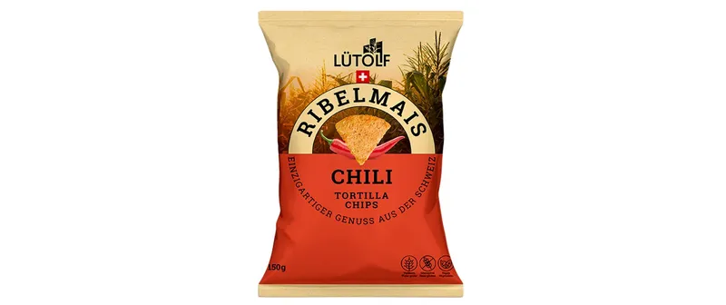 Lütolf Ribelmais Tortilla Chips avec Chili 150 g