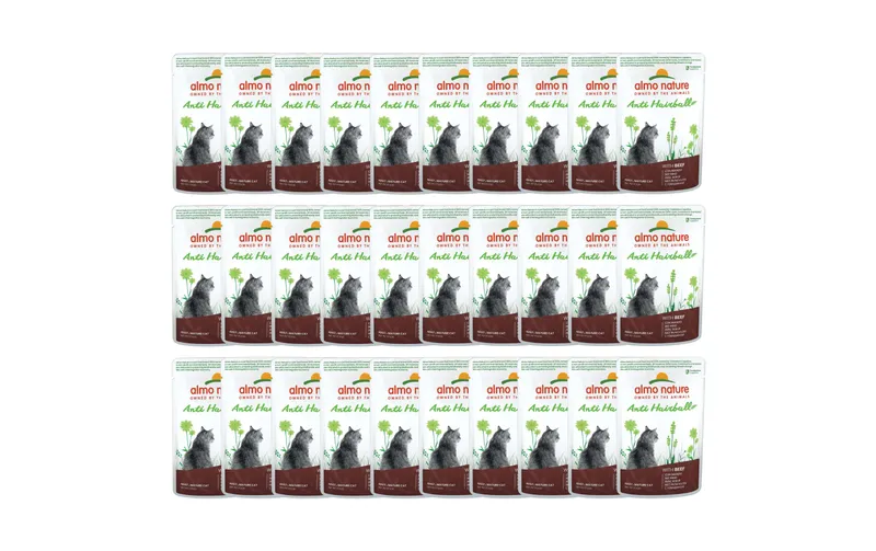 Almo Nature Nassfutter Holistic Anti Hairball mit Rind, 30 x 70 g