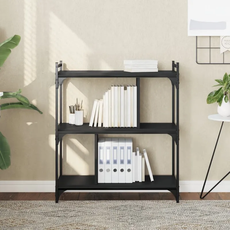 Bücherregal 3 Böden nero 76x32x88 cm derivato del legno