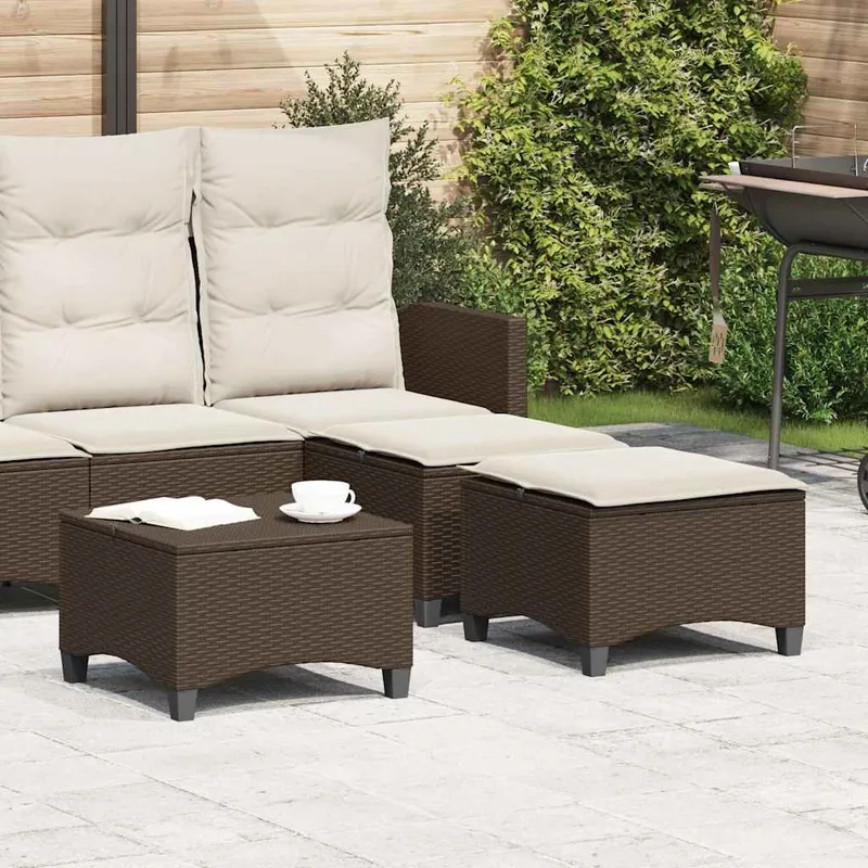Gartenhocker mit Kissen 2 Stk. marrone 55x55x36 cm Poly Rattan