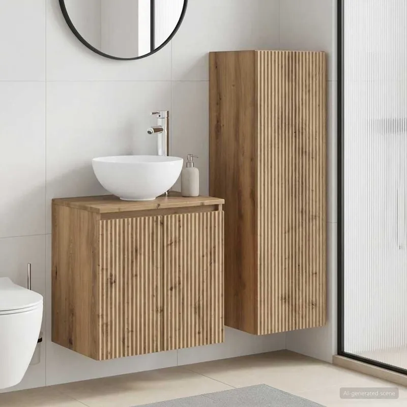 Badezimmermöbel-Set 2 Stk. Artisan-Eiche 33 x 34,5 x 100 cm