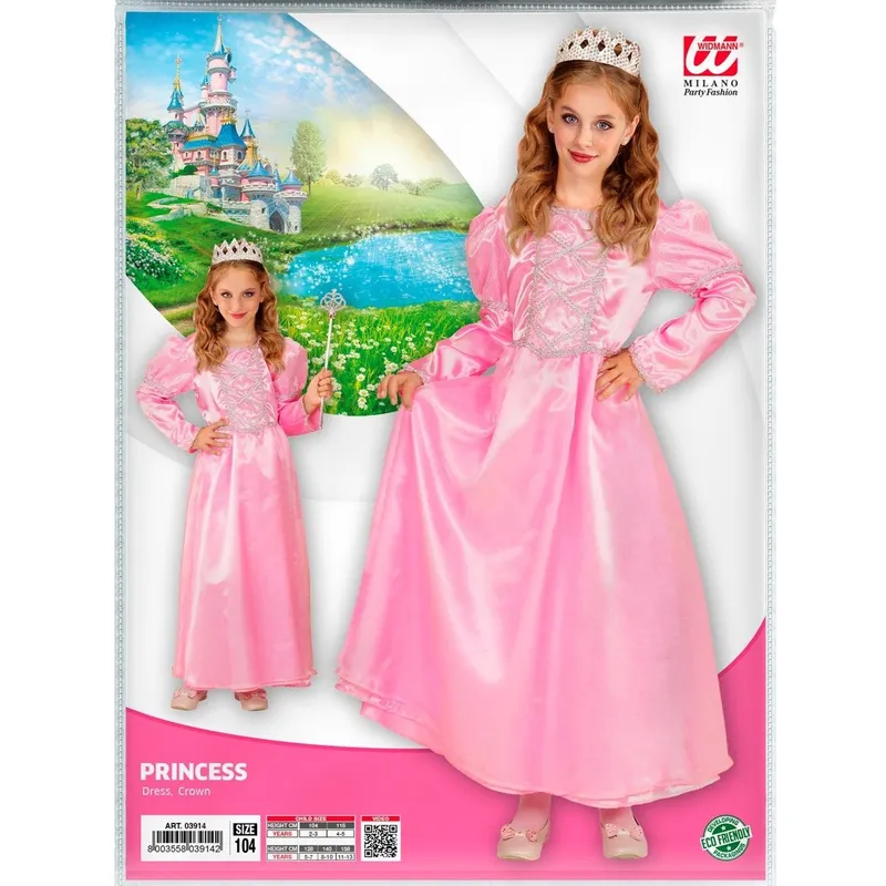 Kinderkostüm Rosa Prinzessin 2 bis 3 Jahre pink/rosa