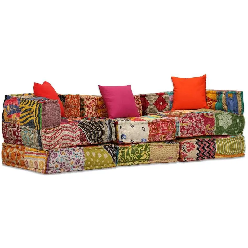 3-Sitzer Modularer Pouf Patchwork tessuto