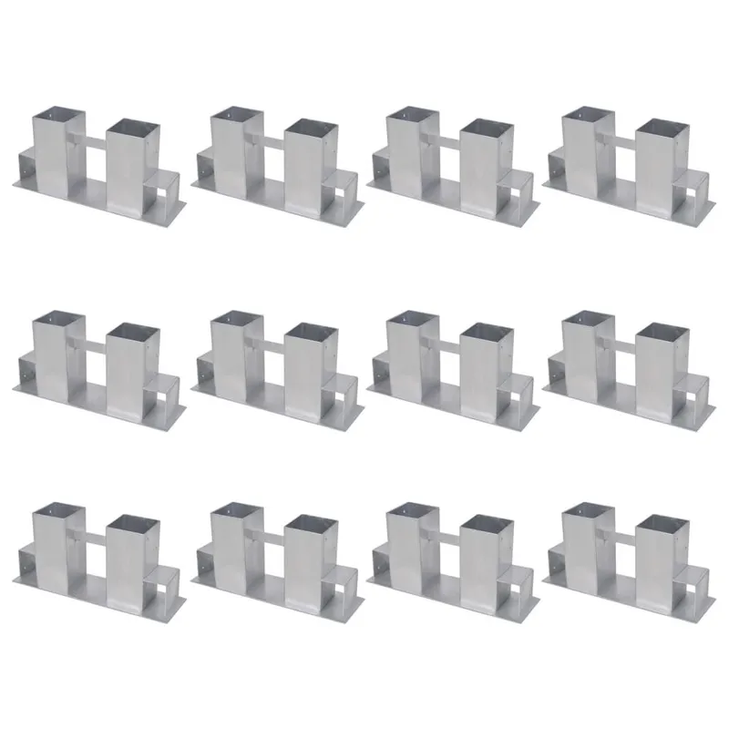 Aide d'empilage du bois de chauffage 12 pcs Acier Argenté