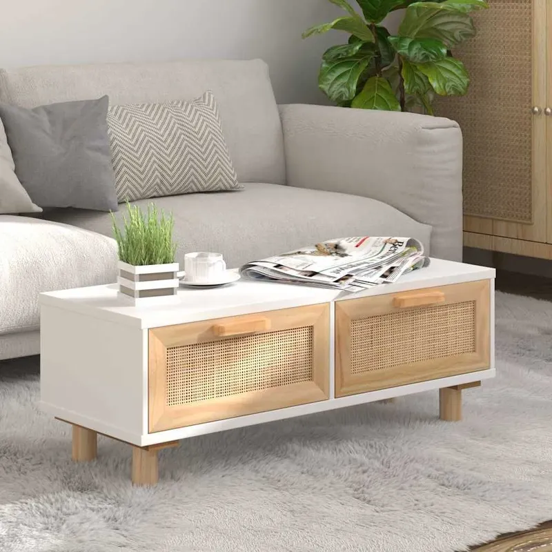 Couchtisch bianco 80x40x30 cm derivato del legno & legno massiccio pino