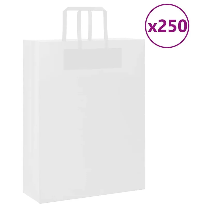Sacs en papier 250 pcs avec poignées blanc 32x12x42 cm