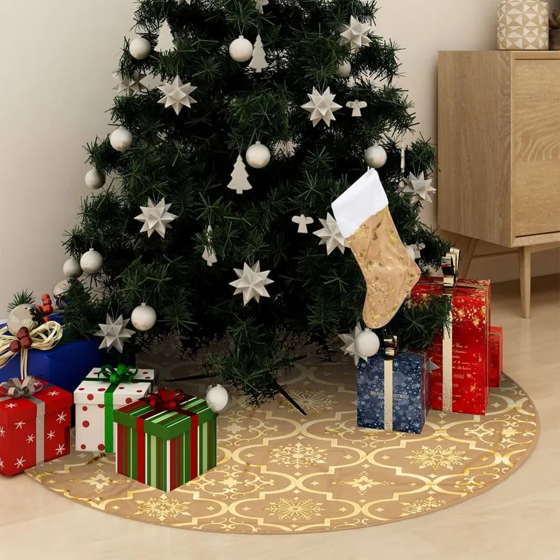 Luxus-Weihnachtsbaumdecke mit Socke Gelb 122 cm tessuto