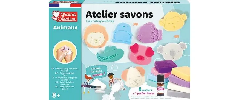 Graine Créative Seifenworkshop Tiere Erdbeerduft