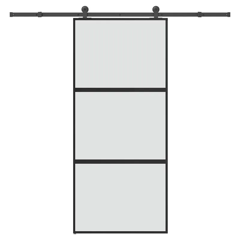Schiebetür mit Beschlag 90x205 cm Hartglas & Aluminium