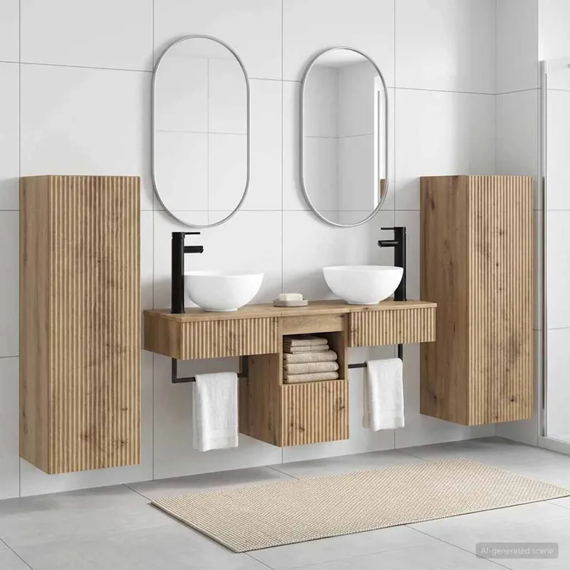 Badezimmermöbel-Set 5 Stk. Artisan-Eiche 33 x 34,5 x 100 cm