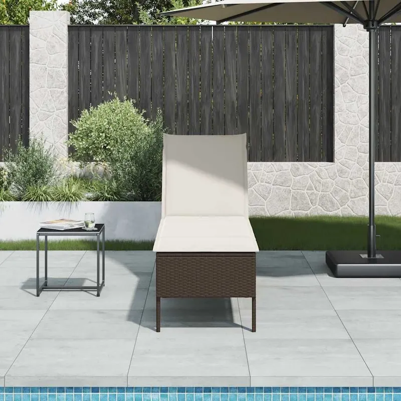 Sonnenliege mit Auflage marrone 55x200x44 cm Poly Rattan
