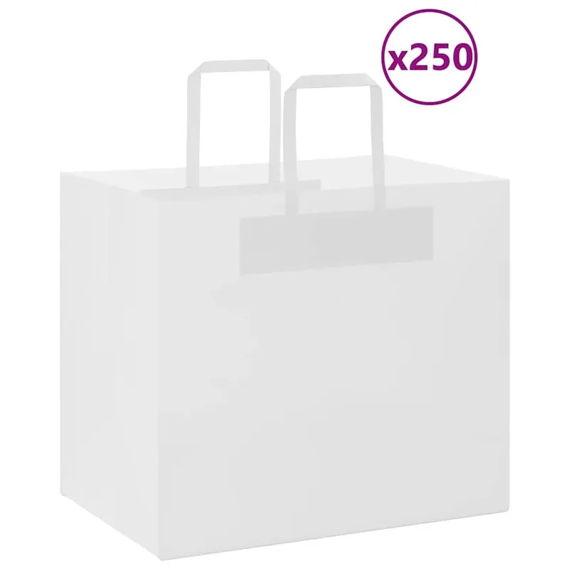 Papiertragetaschen 250 Stk. mit Henkeln Weiß 32x22x28 cm