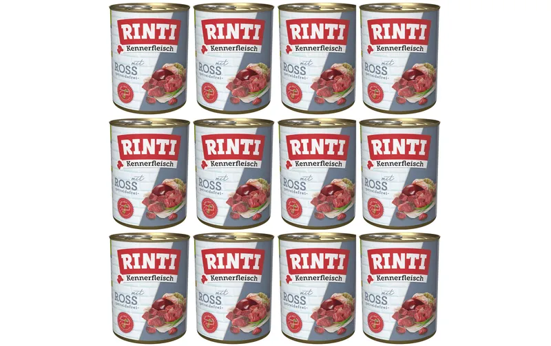 Rinti Nassfutter Kennerfleisch pur Dose Ross, 12 x 800 g
