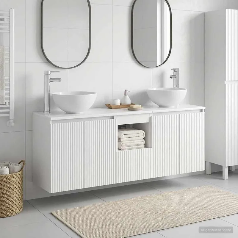 Ensemble d'armoire de salle de bain 3 pc Blanc