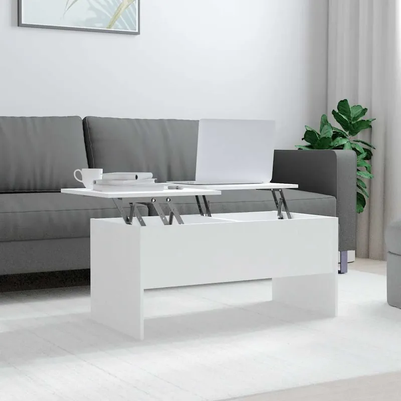 Couchtisch bianco 102x50,5x46,5 cm derivato del legno