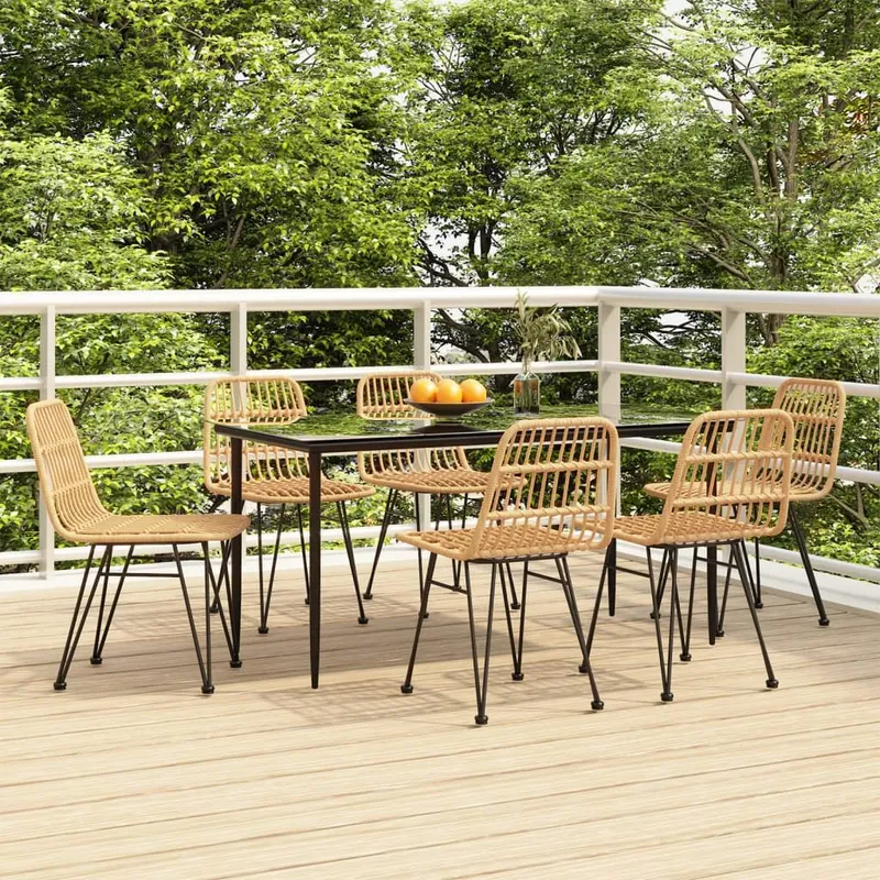 7-tlg. Garten-Essgruppe Poly Rattan