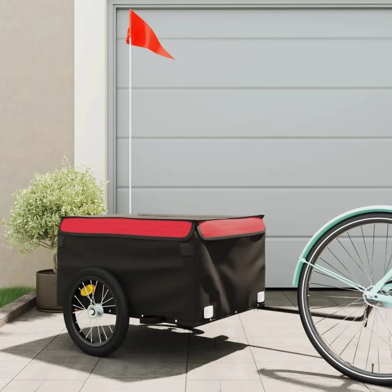 rimorchio bici nero e rosso 45 kg ferro
