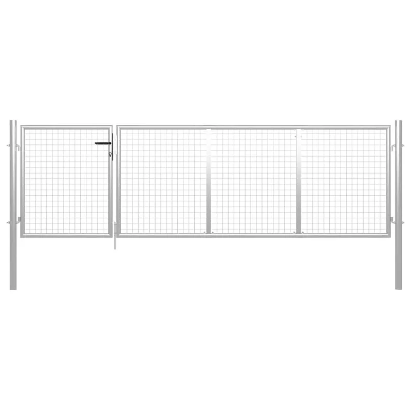 Gartentor Stahl 350 x 100 cm Silbern