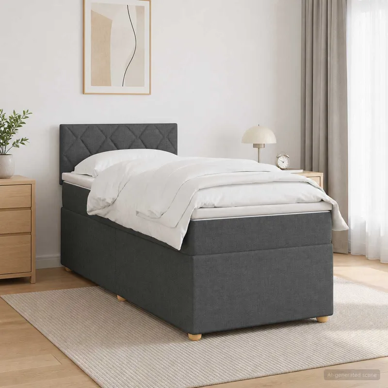box spring bed mit Matratze Dunkelgrau 90 x 200 cm fabric