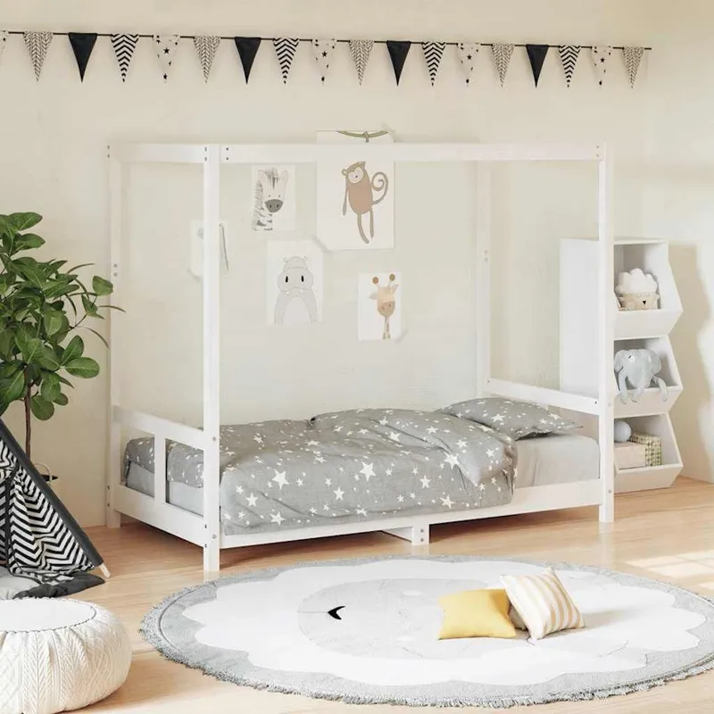 Kinderbett white 80x160 cm solid pine wood