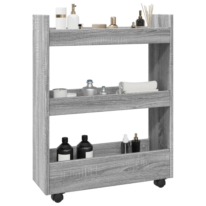 Aufbewahrungswagen Schmal 3 Etagen grigio Sonoma derivato del legno