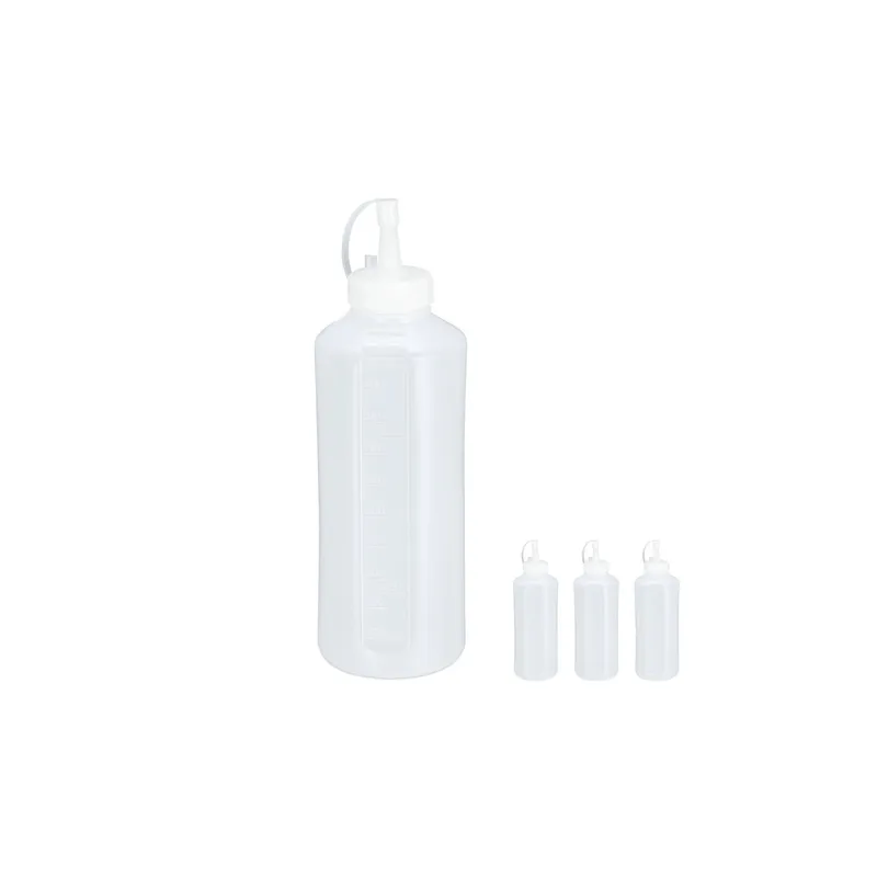 relaxdays Saucenflaschen 4er Set Kunststoff Transparent 1000 ml