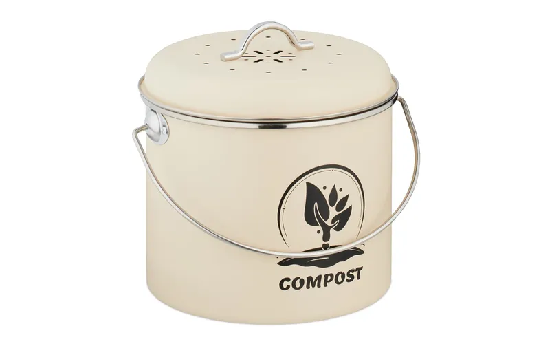 relaxdays Komposteimer 3.5 l, Crème/Silber