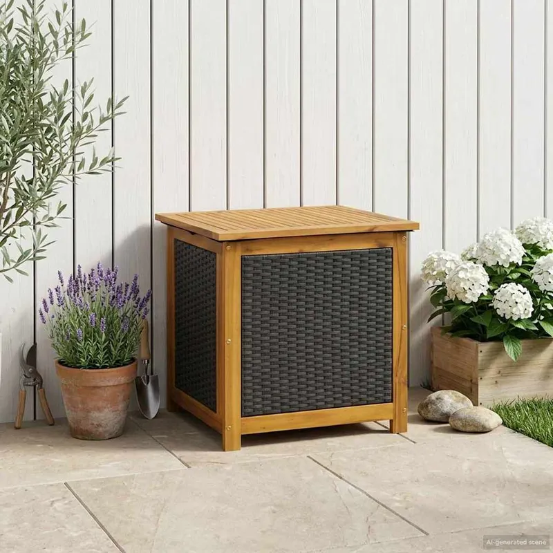 Gartenlagerbox 185 L legno massiccio acacia 60 x 50 x 56 cm nero