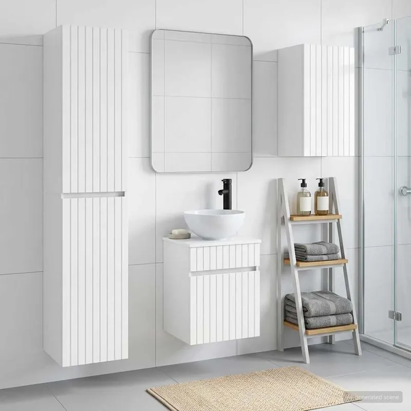 Badezimmermöbel-Set 3 stk. Hochglanz bianco 33 x 34,5 x 160 cm