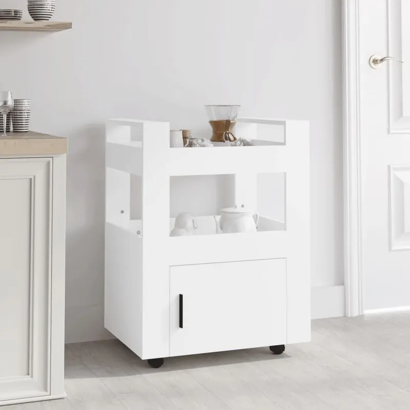 Chariot de cuisine Blanc 60x45x80 cm Bois d'ingénierie