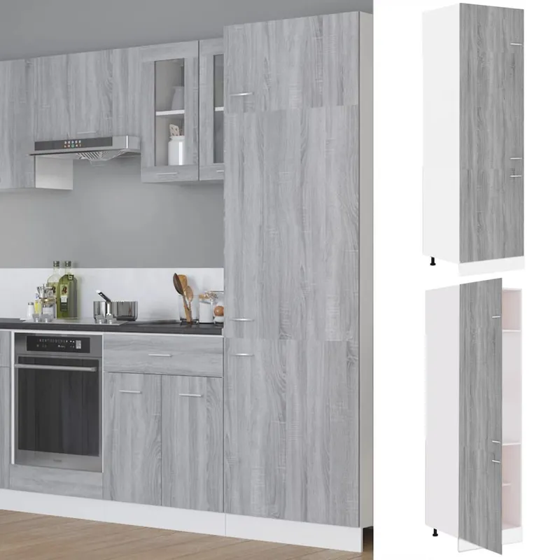 Kühlumbauschrank Lyon Grau Sonoma 60x57x207 cm Holzwerkstoff