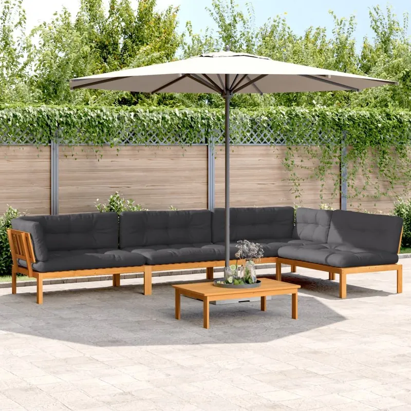 5 pz. Garten-set divano in Paletten con cuscini legno di acacia